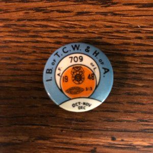 Vintage 1948 IB of TCW & H of A Union Membership Pin 709